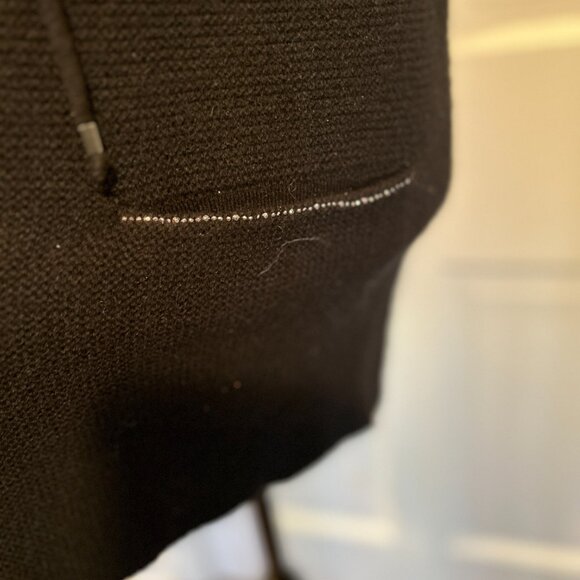 St. John Cashmere Black Knit Hooded Cardigan Sweater, Short Sleeves, Sz Small - Picture 6 of 9